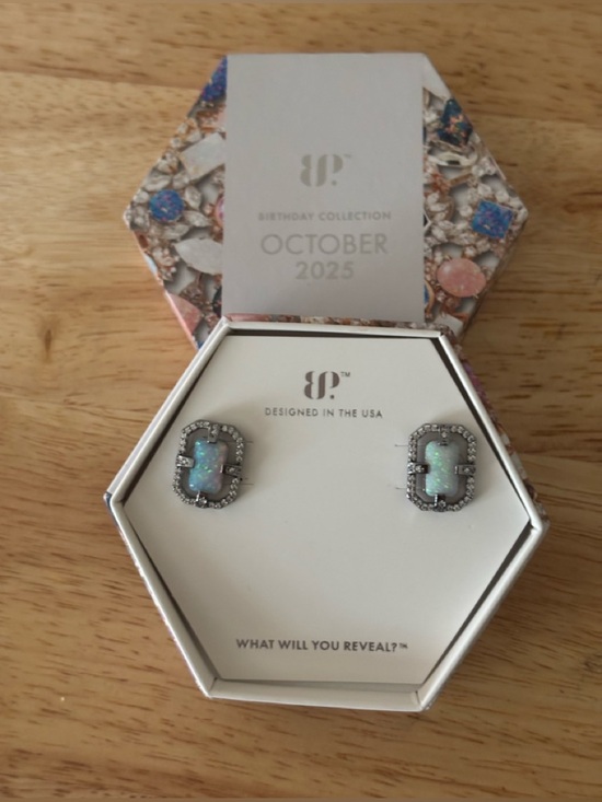 Bomb Party Jewelry - Opal Halo Stud Earrings in Iridescent Blue-Green